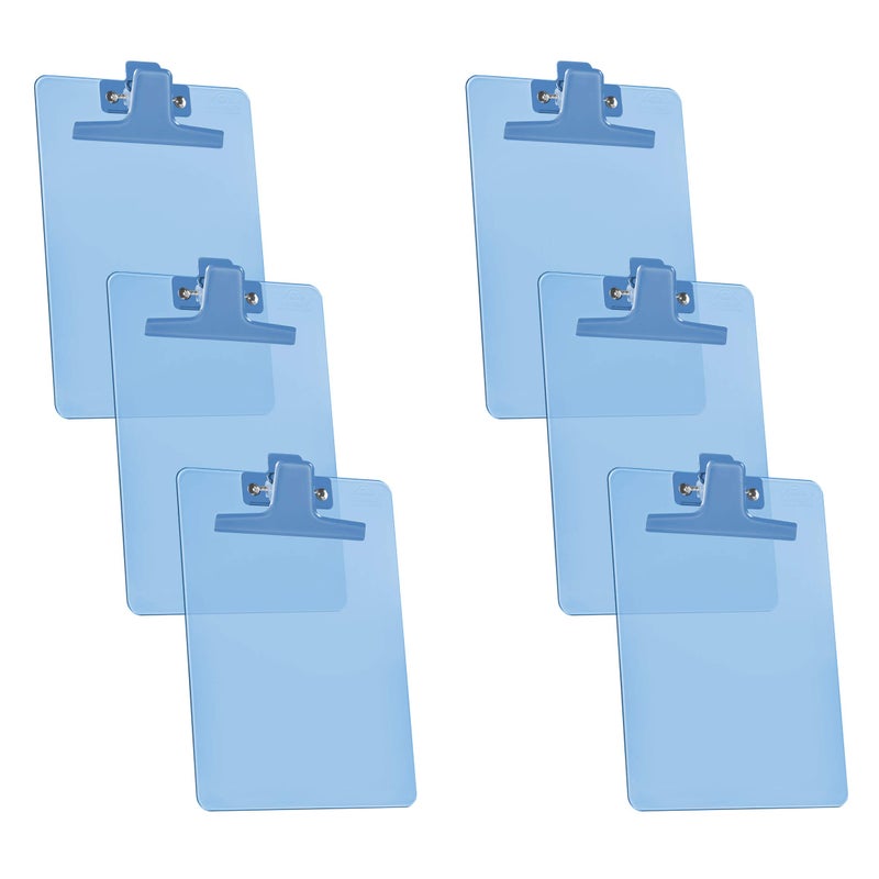 Acrimet Clipboard Memo Size A5 (9 1/4" x 6 1/3") Premium Metal Clip (Plastic) (Blue Color) (6 Pack) - Image 1